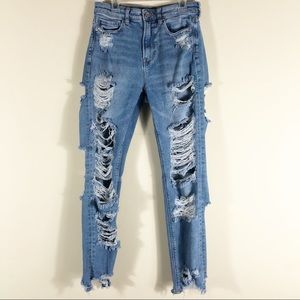 American Eagle Distressed High Waisted Mom Jeans